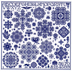 十字绣图纸重绘源文件-冬季单色雪花拼图