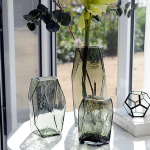 北欧现代简约简欧小清新几何插花文艺美式乡村样板间彩色玻璃花瓶