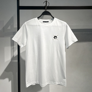 太平鸟男装专柜正品绣标纯白t恤2022秋新款纯棉针织短袖b1dac3117