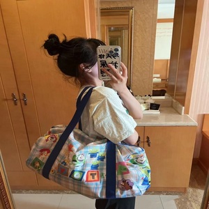 小梦原创大容量旅行包行李袋可爱卡通学生衣物整理运动单肩包潮