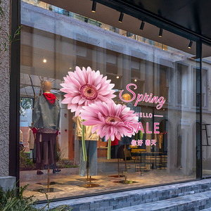 店铺静电贴春季上新商场新品春夏季服装门店橱窗玻璃花朵装饰贴纸