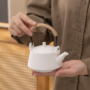日式黑陶提梁壶家用过滤手提单壶陶瓷功夫茶具小套装大号泡茶壶杯