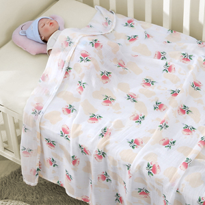 婴儿浴巾夏季薄款宝宝盖毯双层纱布包巾新生超软全棉床单毛巾被