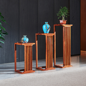 名世 红木花架客厅落地盆景架 花梨木新中式花几 实木置物架多层