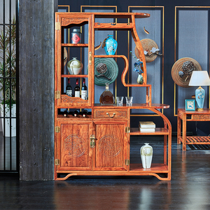 红木玄关柜花梨木门厅柜隔断屏风新中式客厅刺猬紫檀酒柜实木家具