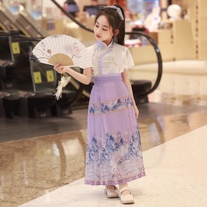 NEXT LONG女童马面裙2024年夏款汉服套装小女孩中国风唐装半身裙
