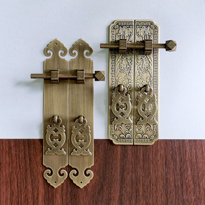 黄铜中式仿古门条拉手书柜门纯铜五金明清红木家具铜配件如意把手