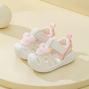 基诺辅宝宝学步鞋婴儿凉鞋女童网布鞋儿童鞋子2024夏季学步机能鞋