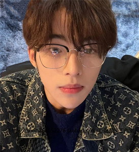 男士金属半框眼镜复古斯文败类成熟帅气上粗下细平光镜框潮大学生