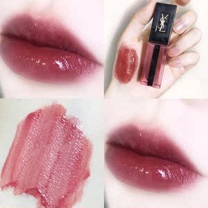 ysl圣罗兰新款黑管缎面水光唇釉617紫薯豆沙色口红持久