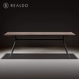 意式轻奢书桌极简简约办公桌现代实木客厅大长书桌餐书桌一体书房