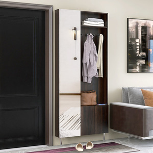 现代简约入户超薄玄关柜门厅柜鞋柜带镜子挂衣架一体穿衣镜柜全身