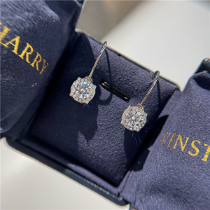 wh店主推荐 hw海瑞温斯顿 belle系列耳环925纯银一克拉高碳钻耳钉