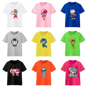 开心超人宝贝衣服男孩女儿童装表演出服宝宝半截袖亲子装短袖t恤