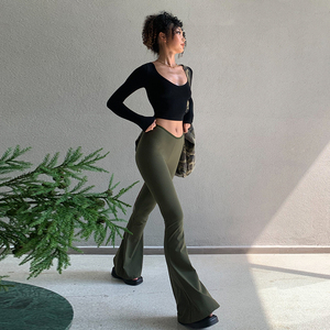 紧身提臀休闲裤女2022早秋新款高腰修身显瘦瑜伽运动喇叭裤8人付款98