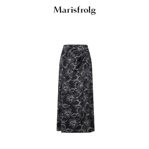 【艺术家灵感】玛丝菲尔2024夏季新款时尚气质腰部捏褶花稿半身裙