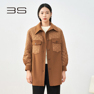 003sunnysongsmile旗舰天猫3s女装2023秋冬新款中国红翻领纯色保暖