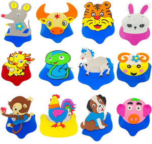 动物帽子卡通立体头饰面具羊虎龙蛇马猴鸡幼儿园儿童表演头套道具