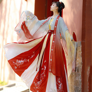 宋制汉服女中国风春夏原创重工刺绣通勤大人红色古装全套仙气套装