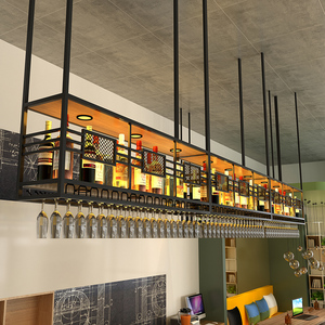 吧台吊架高脚杯倒挂铁艺酒杯架悬挂酒架吊挂金属定制简约酒吧吊柜