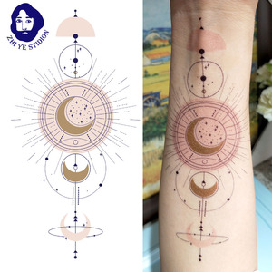 枝爷原创太阳女神防水纹身贴少女粉色星球地球太空大腿胳膊花臂