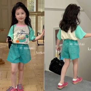 米莱milaikoko韩版儿童上衣夏款女童洋气插肩袖纯棉印花短袖T恤