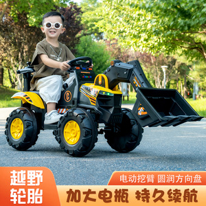儿童电动推土机可坐人遥控越野车推土工程车充电男孩玩具拖斗车