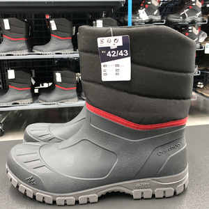 迪卡侬冬季加绒厚保暖男士户外防滑水耐磨棉鞋运动高筒东北雪地靴