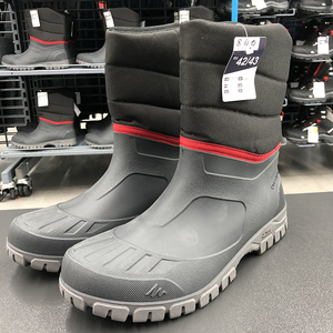 迪卡侬冬季加绒厚保暖男士户外防滑水耐磨棉鞋运动高筒东北雪地靴