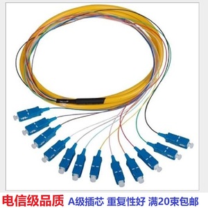 12芯束状尾纤SC方头单模光纤跳线电信级可订做FC/ST头终端盒尾纤