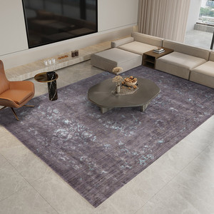 进口美式轻奢复古客厅蓝灰色大地毯垫欧式家用柔软卧室书房茶几垫