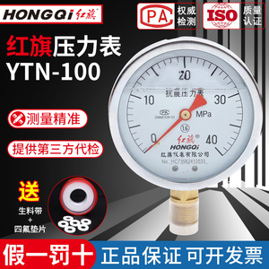 红旗仪表厂家直销YTN-100 抗震充油压力表消防管道液站压机专用表