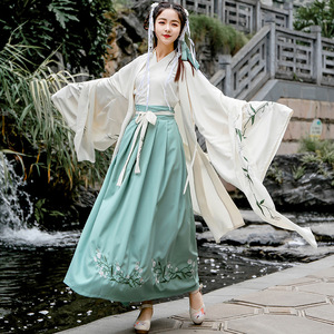 汉服少女古装飘逸古风超仙小个子广袖收腰学生大袖束