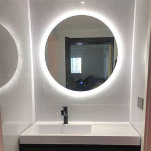 壁挂式浴室洗脸池镜子圆形洗漱台洗手间防雾智能镜子化妆镜