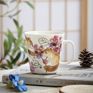 日本进口美浓烧和蓝陶瓷马克杯卡通日式水杯办公室咖啡杯高档礼物