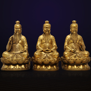 黄铜三清道祖像摆件铜像太清玉清上清道德元始灵宝天尊神像工艺品