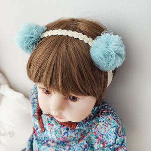 婴儿发带可爱纱球女宝宝头饰 1岁公主超萌头花婴幼儿囟门发饰柔软