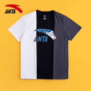 安踏速干棉短袖男2022夏季新款黑色休闲大logo半袖针织衫运动t恤