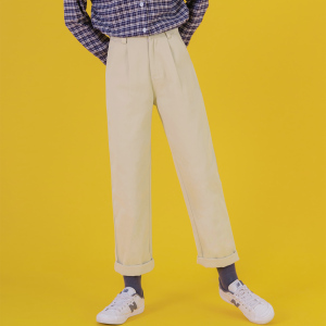 尔给春款原宿丧系cec裤子女直筒怪味休闲裤宽松港风学生201