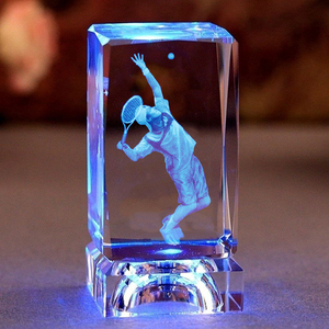 创意水晶内雕摆件网球羽毛球学校运动会业余比赛奖品生日礼物刻字