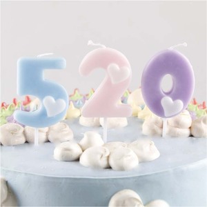 爱心数字蜡烛浅粉色蓝色紫生日蜡烛蛋糕创意表白出口蛋糕装饰儿童