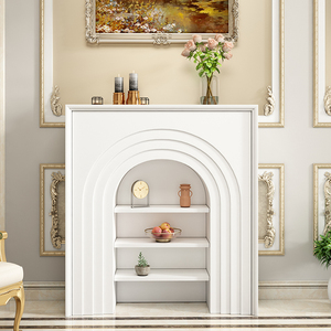 法式壁炉柜客厅玄关装饰柜北欧民宿白色简约置物架陈列展示柜定制