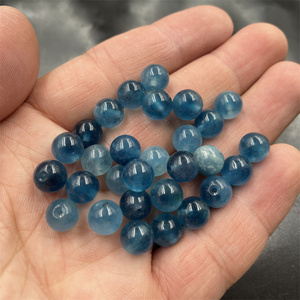 四海玉器 DIY饰品配件8毫米蓝色玉珠子 冰种玉石圆珠散珠散批