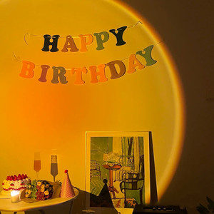 ins风 网红日落灯夕阳红名媛生日派对背景投影灯拍照摄影氛围装饰