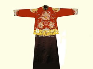 華芬嫁衣 原创中式新郎装 手工刺绣龙袍图案 长袍马褂 龙江水海牙