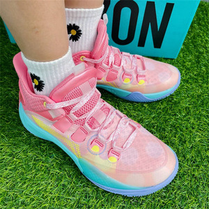 适配lining李宁音速9low竺葵粉色腰果花夜光红泼墨星空方格鞋带绳