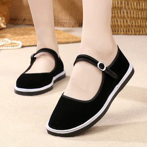 一字扣布鞋平底