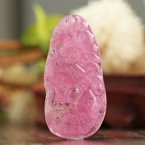 精品巴西老坑天然碧玺吊坠红绿蓝粉紫多色雕刻件男女项链水晶礼物