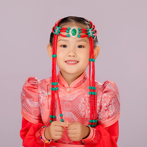 蒙古族头饰帽子少数民族复古风舞蹈演出女儿童流苏串珠发饰品定制