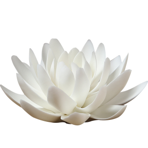 陶瓷观音佛像供花仿真花装饰白莲花禅意车载摆件h佛前车饰白色荷